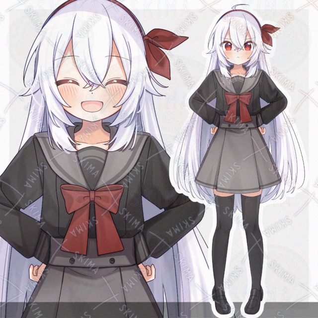 白ロングヘアセーラー服の女の子
