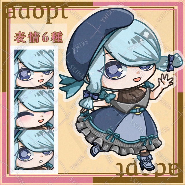 表情3種　デフォルメメカクレ女性