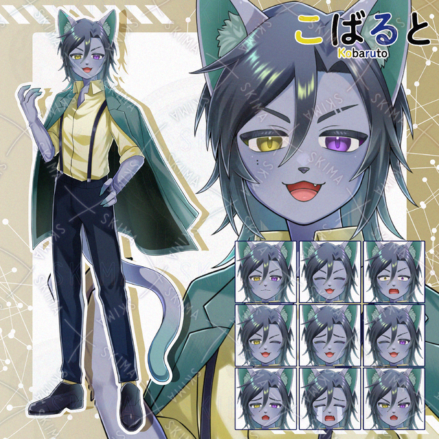 猫獣人の男性【表情10種】