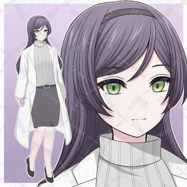 カチューシャをつけた白衣の女の子【表情差分10種】