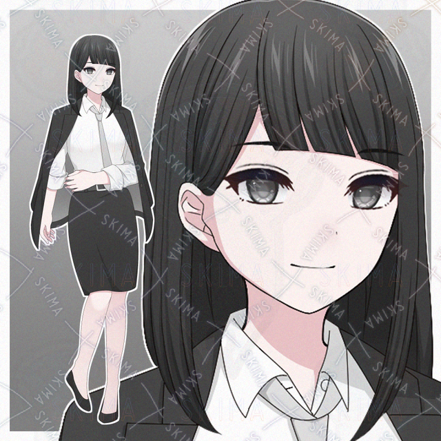 ジャケットを羽織ったスーツの女性【表情差分10種】