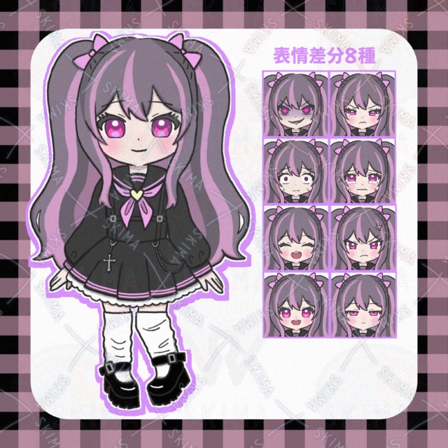【差分8種】地雷系セーラー服の女の子