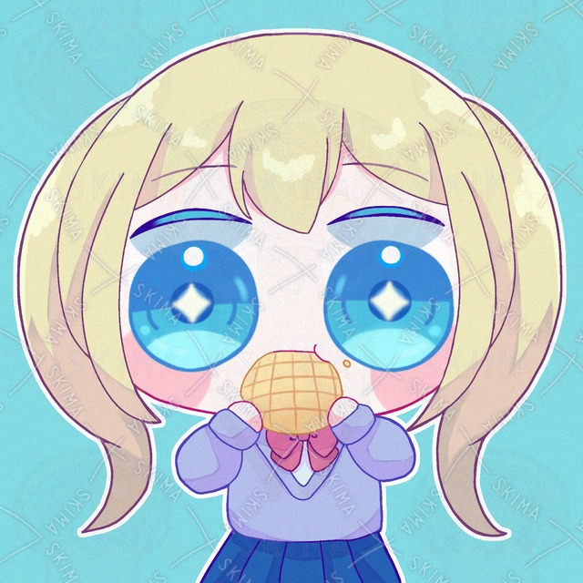 【SNSアイコン】  メロンパンを食べる女の子