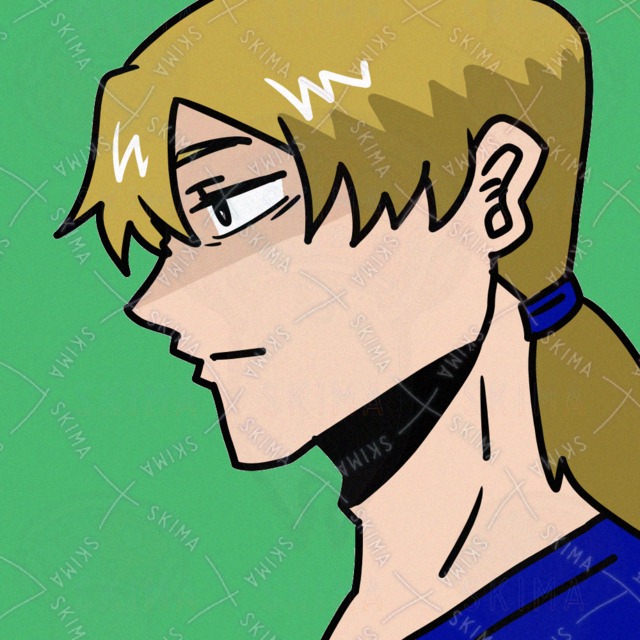 アイコン用のイラスト『長髪の男の横顔』