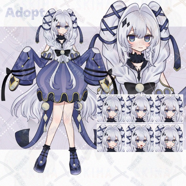 【表情7種】白髪ツインテールの女の子
