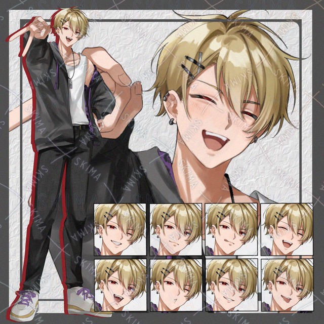 【adopt】金髪ヘアピンの青年【表情差分8種】