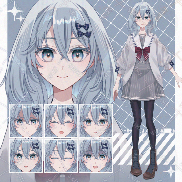 【表情７種】銀髪の女の子