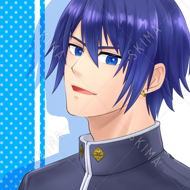 男性 青髪 学生服 アイコン スキマ スキルのオーダーメイドマーケット Skima