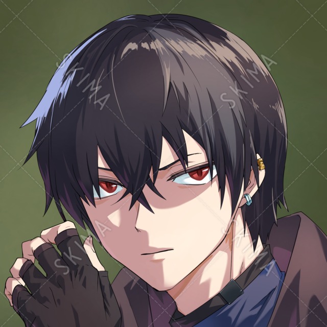 SNSアイコン　男　表情差分２点 +背景有り無し