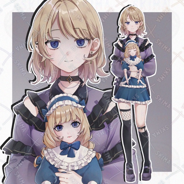 人形を抱えた女の子【立ち絵 表情5種類】