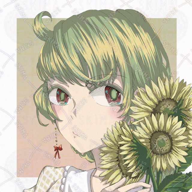 OPT販売｜ひまわり&times;黄緑髪の夏アイコン