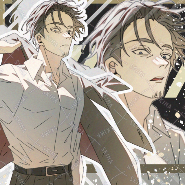 差分あり　スーツ　おじさん　男性　現代ファンタジー　黒髪　髭