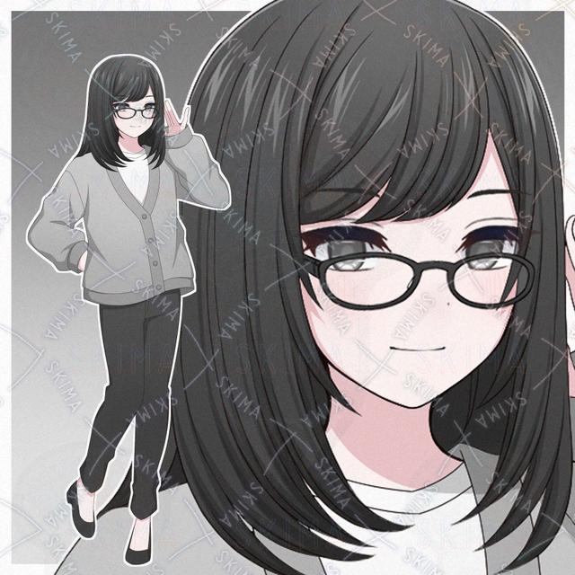 メガネをかけた私服の女性【表情差分10種】