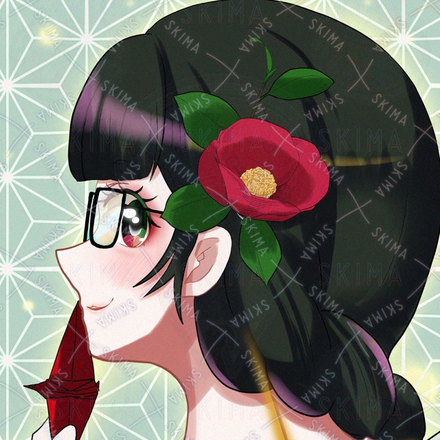 和モダン椿の女の子