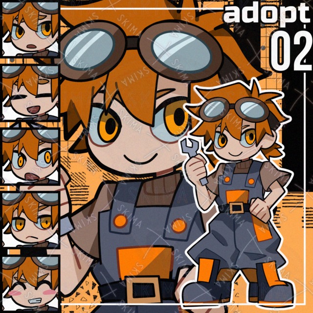 【Adopt】ゴーグルのメカニック少年｜表情6種