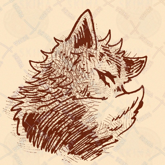 狐のデフォルメ手書きSNSアイコン用イラスト
