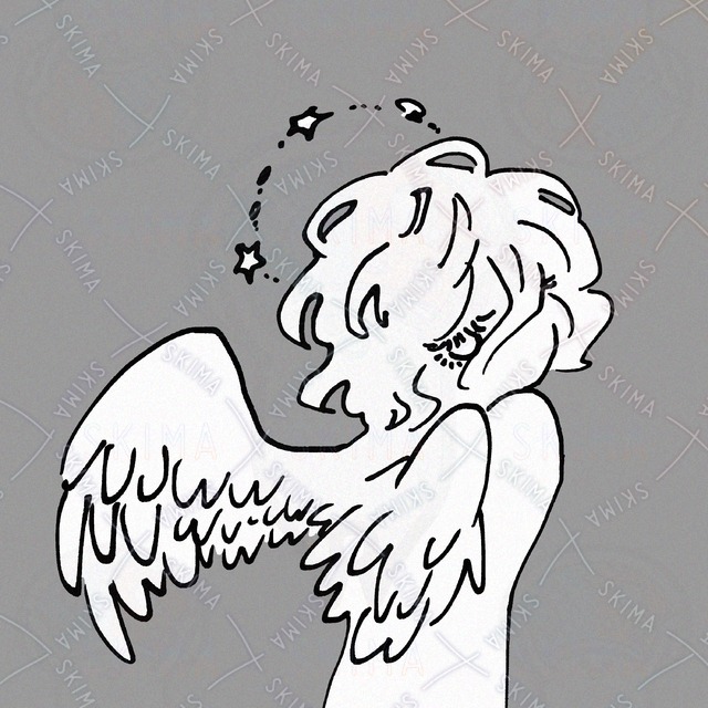 天使の手書きモノクロSNSアイコン用イラスト