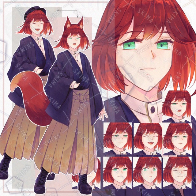 adopt【表情8種+狐耳&尻尾+帽子】