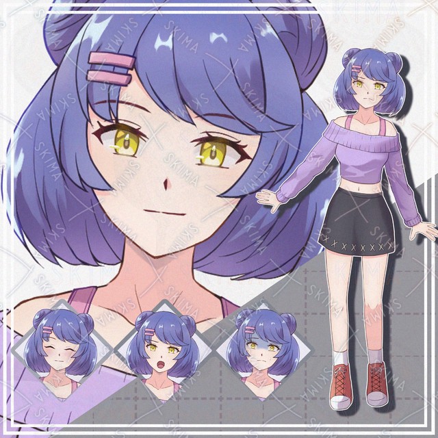 【表情10種】お団子頭の女の子【立ち絵】