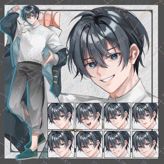 【adopt】中華風チャイナ服の青年【表情差分8種】