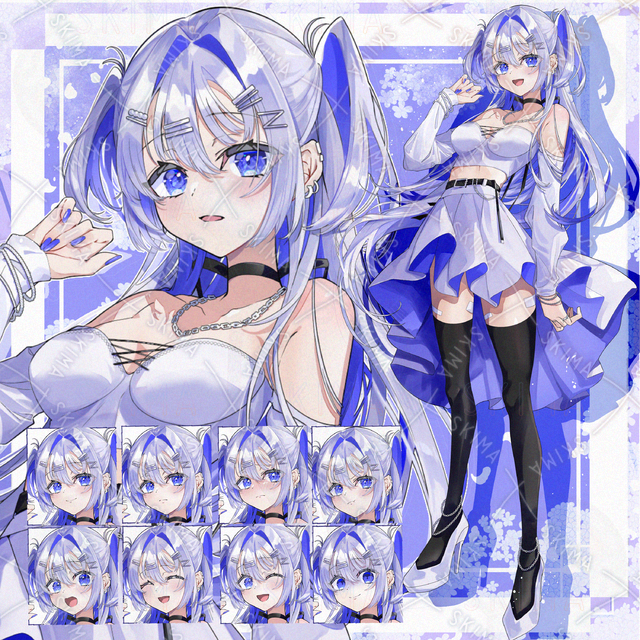青いインナーカラーの子