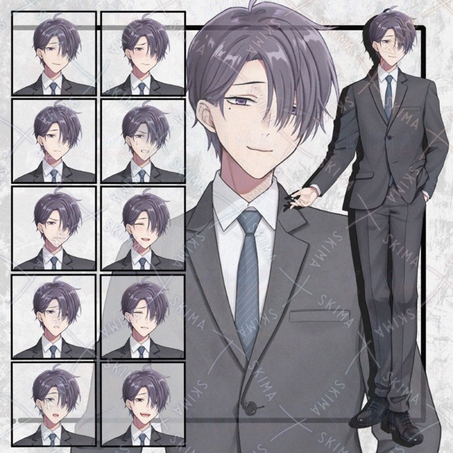 スーツの男性立ち絵　表情10種
