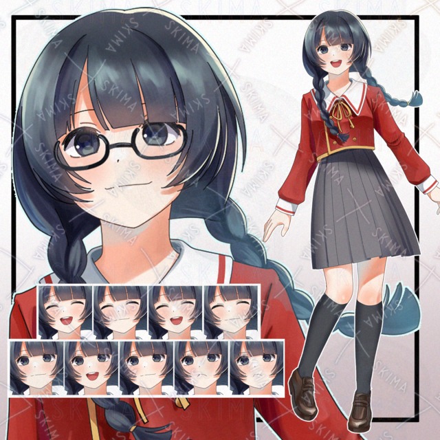 【表情差分9種＋メガネ】JK