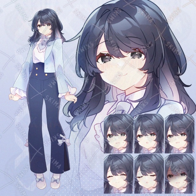 ふわふわヘアの清楚な女の子【表情差分10種】