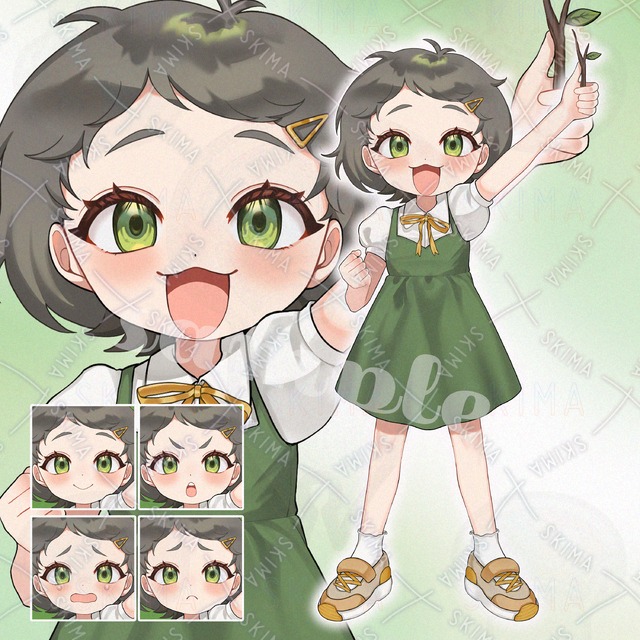 元気なオン眉小学生の女の子　【表情差分5種】