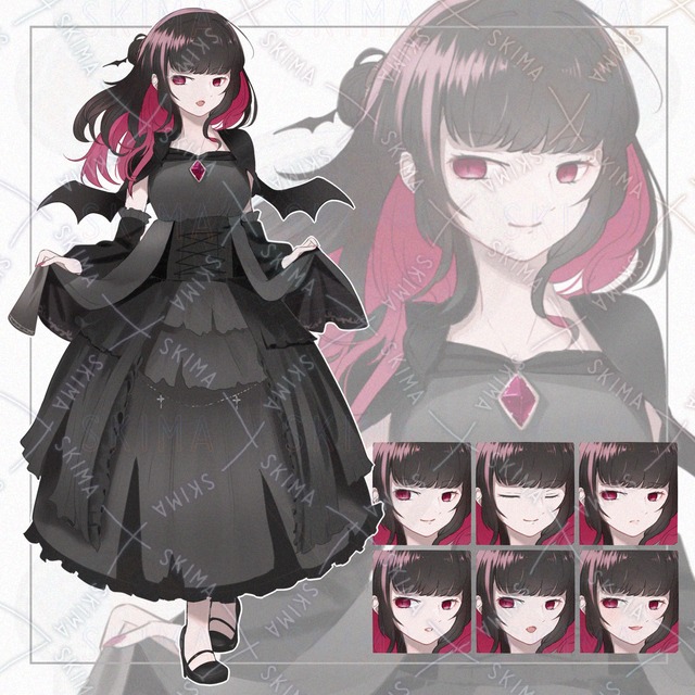 Image of 6 Vampire-Style Female Character Expressions