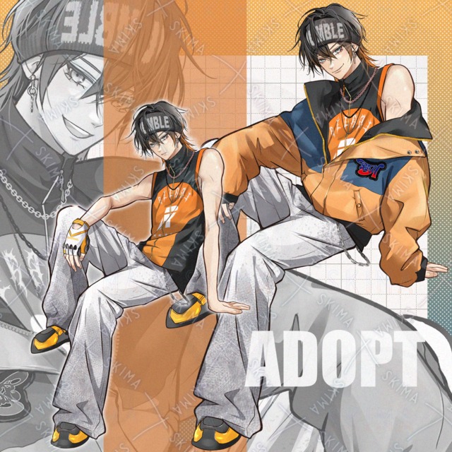 Image of Young Man in Headband: 7 Expressions + Blouson