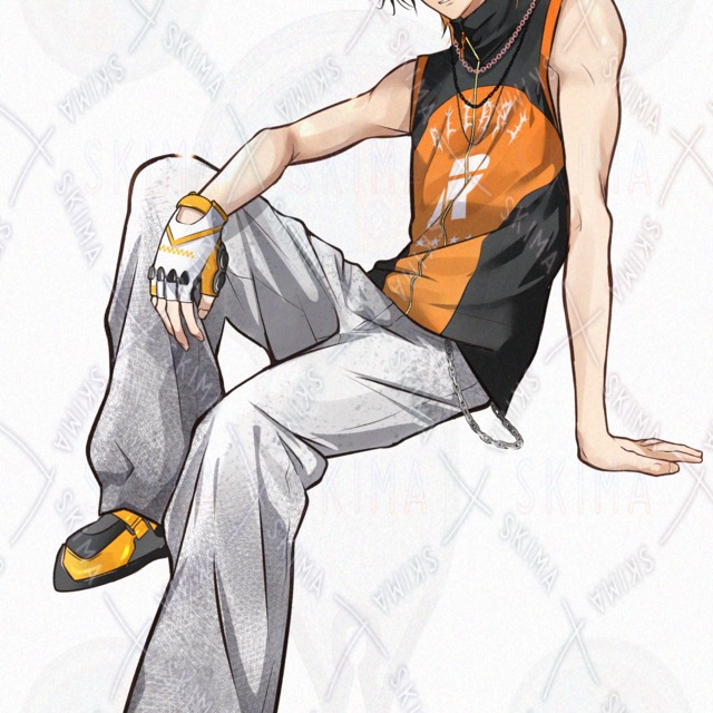Image 8 of Young Man in Headband: 7 Expressions + Blouson