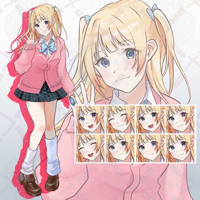 Image of 8 High School Girl Expression Variations