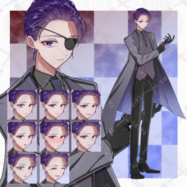 Image of 8 Facial Expressions + Removable Eye Patch – Male Standing Illustration