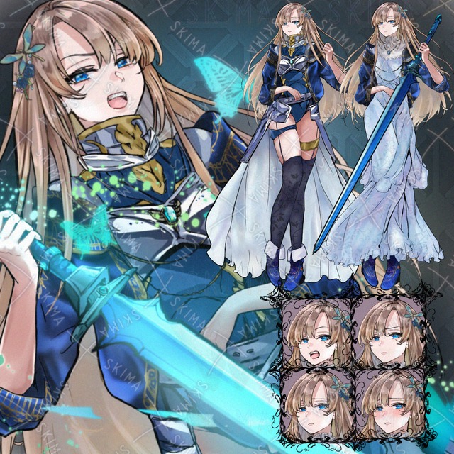 鎧・武器差分表情7種 姫騎士イメージの女性