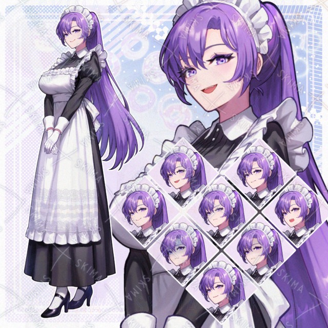 【表情8種】ポニテメイドの女の子