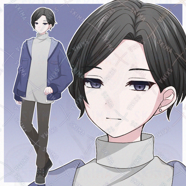 黒髪の私服の青年【表情差分10種】