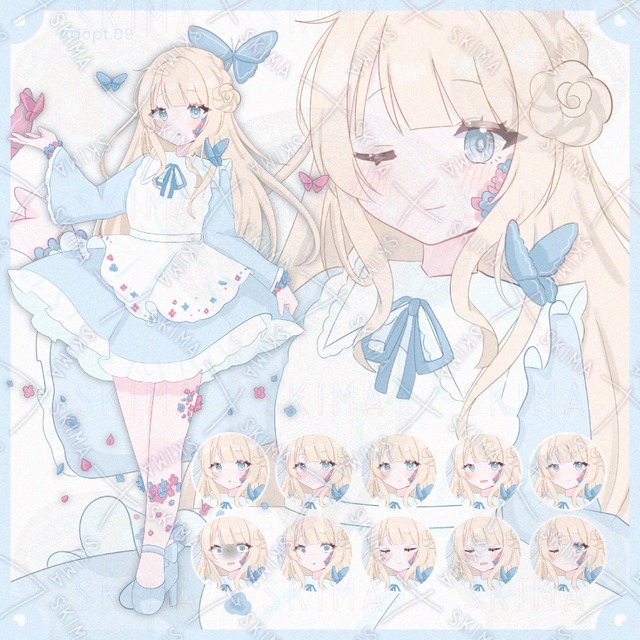 【旧絵柄／Adopt.09】花と蝶の女の子【表情差分10種】
