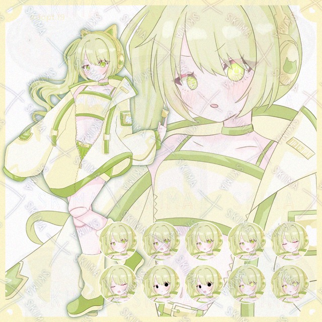 【旧絵柄／Adopt.19】猫耳アンドロイドの女の子【表情差分10種】