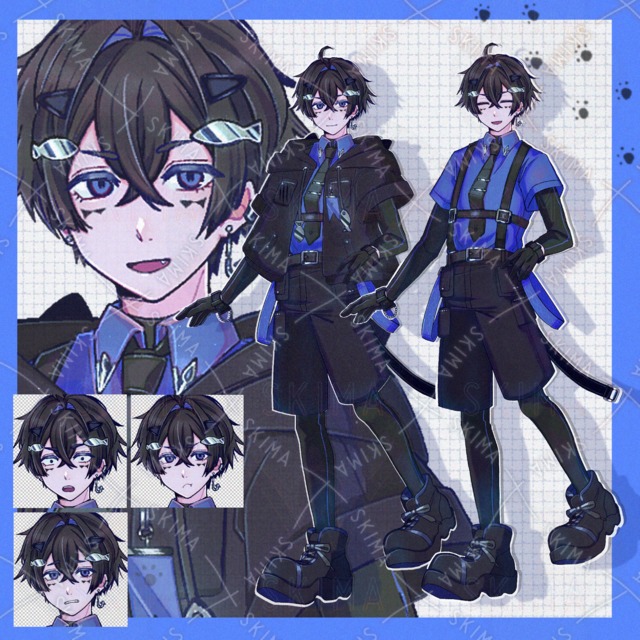 黒猫と魚モチーフの男性キャラクター