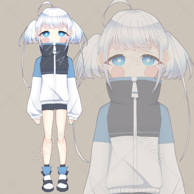 気だるげまろ眉の女の子【表情差分6枚】