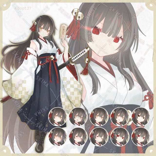 【Adopt.27】退魔師の女の子【表情差分10種】