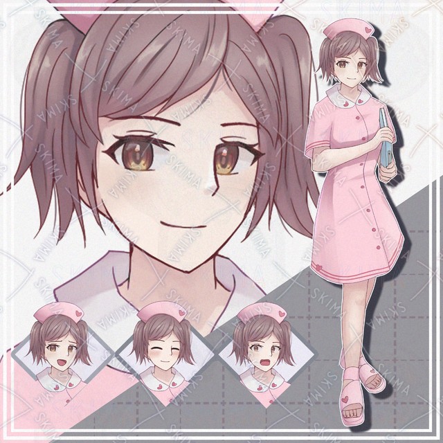 Image of 10 Expressions: Woman in Nurse Uniform (Standing Illustration)