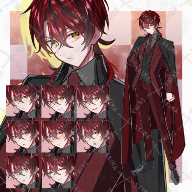 Image of 8 Expression Variations: Male Character Standing Illustration