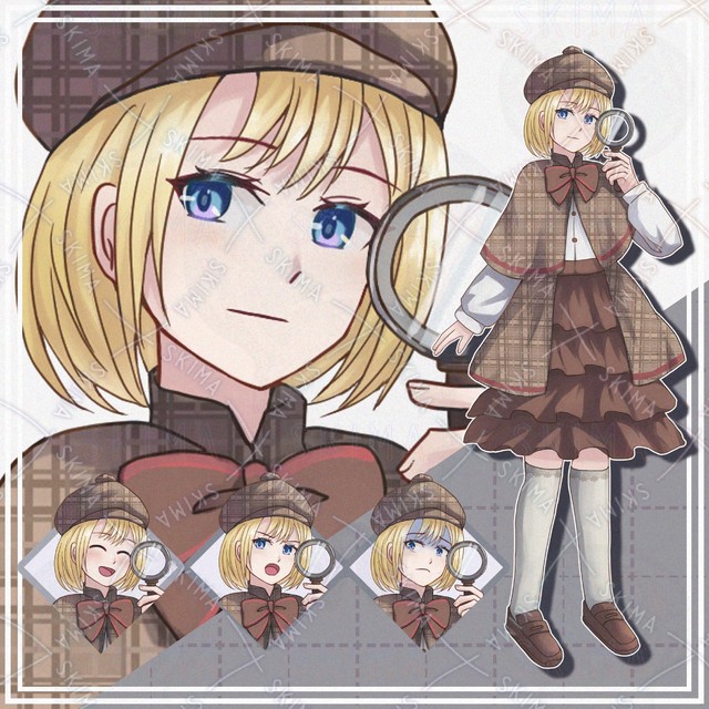 Image of 10 Expressions: Girl in Detective Outfit (Standing Illustration)