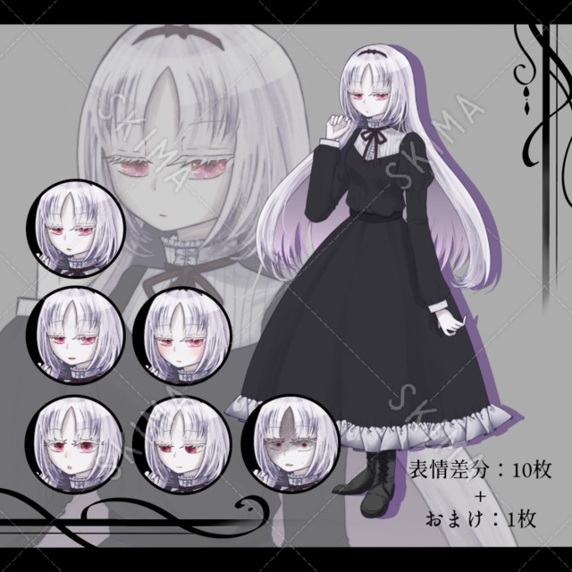 【春の特大セール！】白い髪の少女　【表情差分10枚+SD1枚】