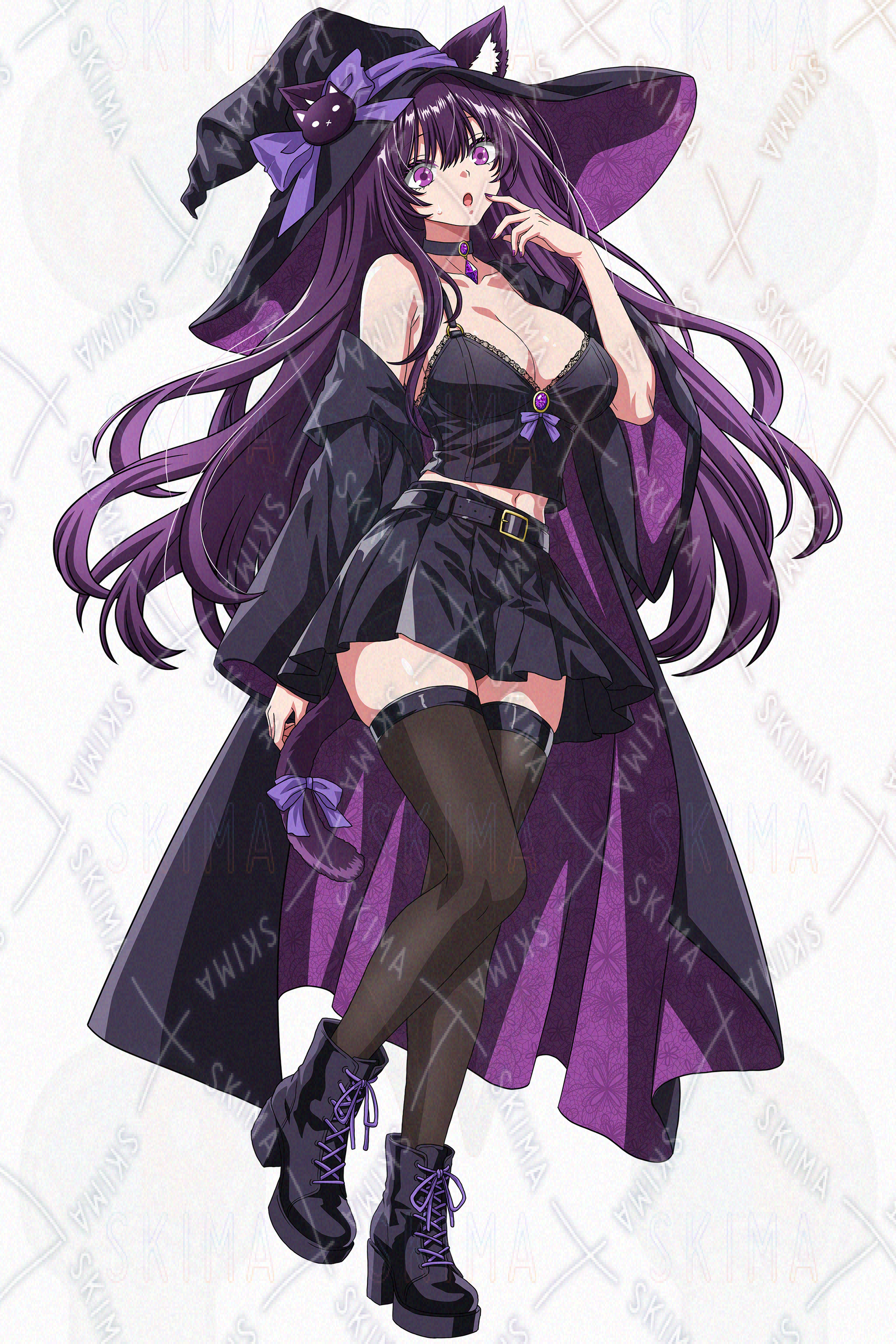 ハロウィン】黒猫魔女のおねえさん【表情差分8種】 | SKIMA（スキマ）
