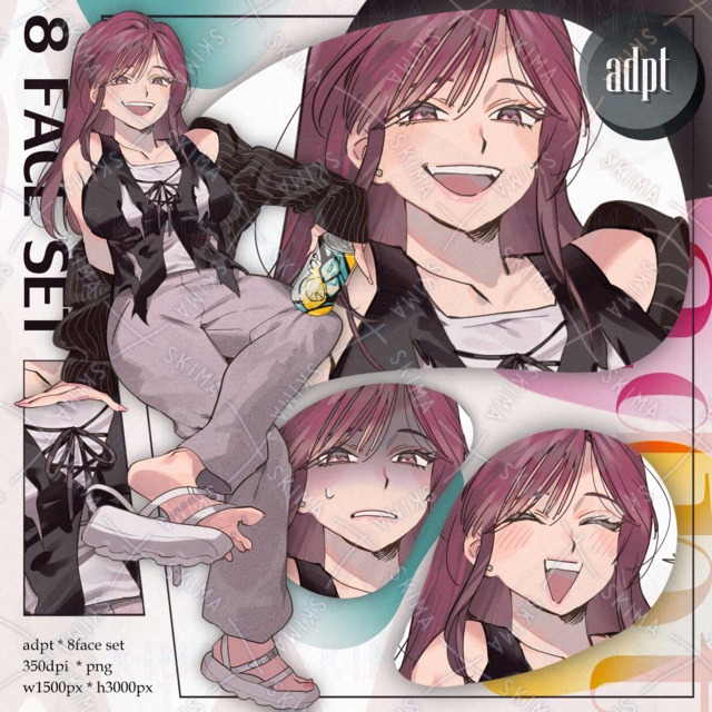 Image of Standing Illustration Set: Relaxed, Alcohol-Loving Older Sister (8 Images)