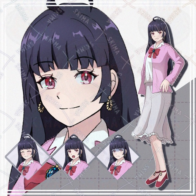 Image of 10 Expressions: Long-Haired Woman in Pink Clothing (Standing Illustration)