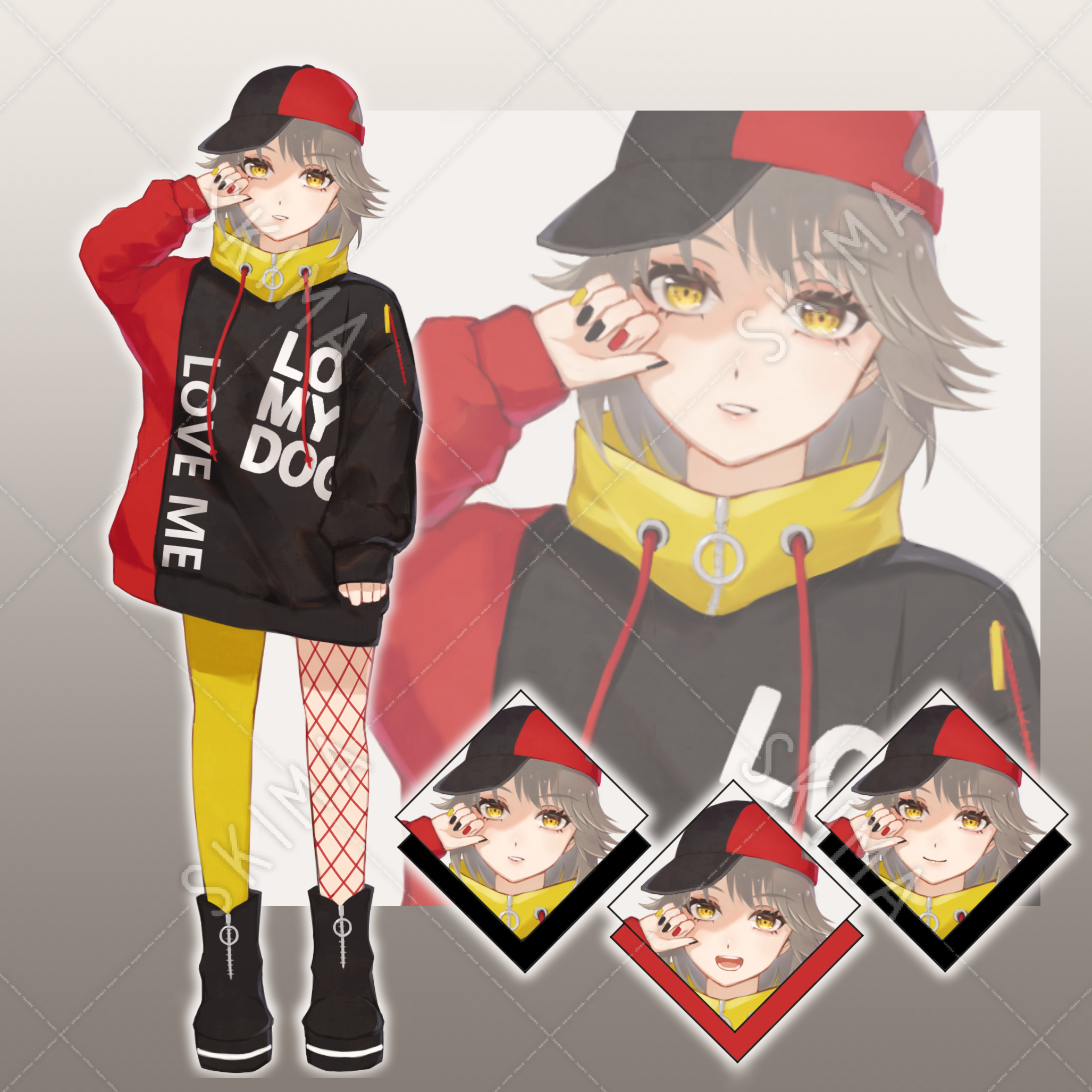 表情3種 ストリート系の女の子 スキマ スキルのオーダーメイドマーケット Skima